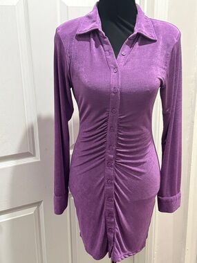 Mable - Purple Long Sleeve Button down Dress Size M